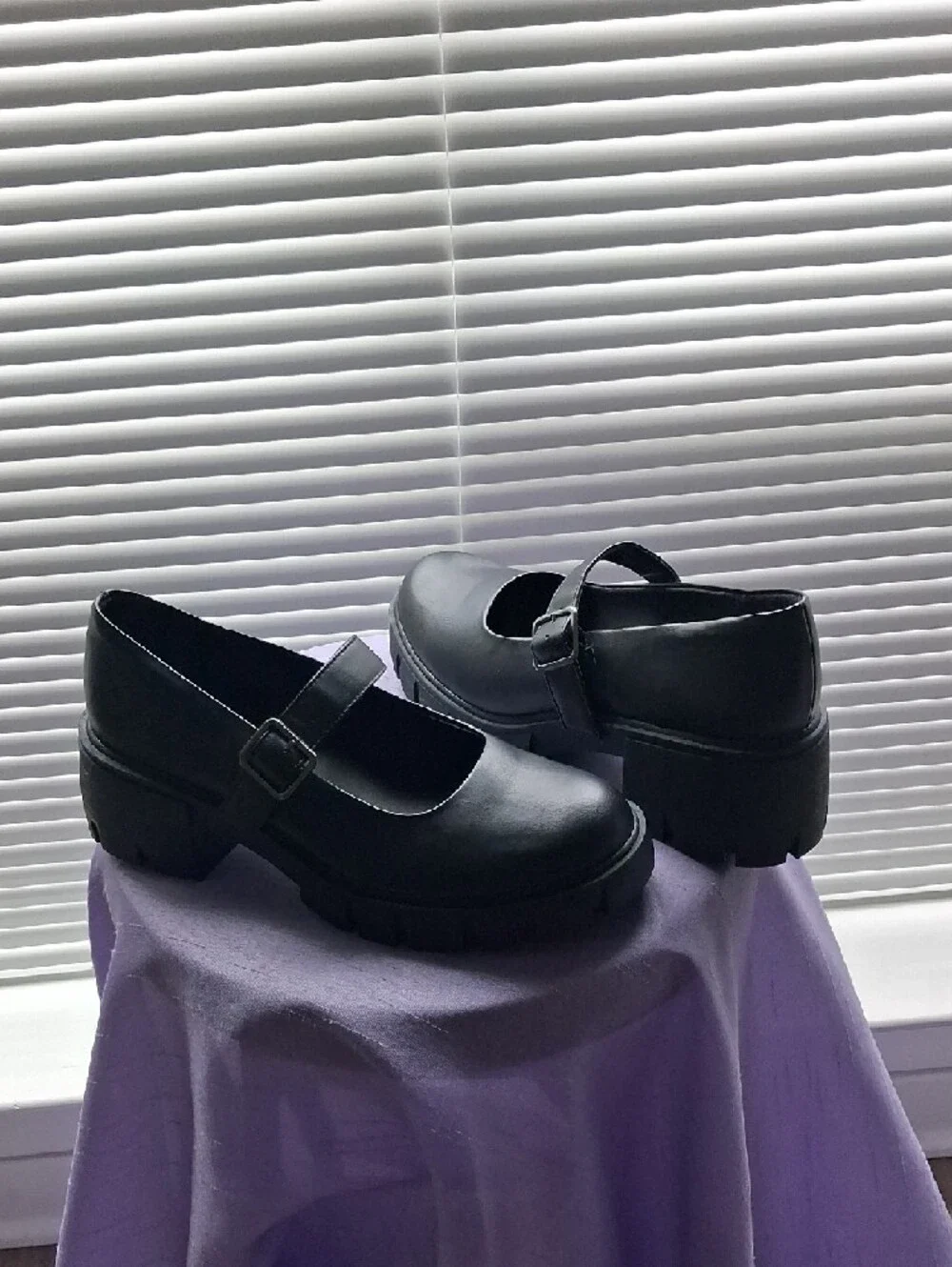 Classic Black Mary Jane Chunky Heel Shoes - Picture 3 of 3